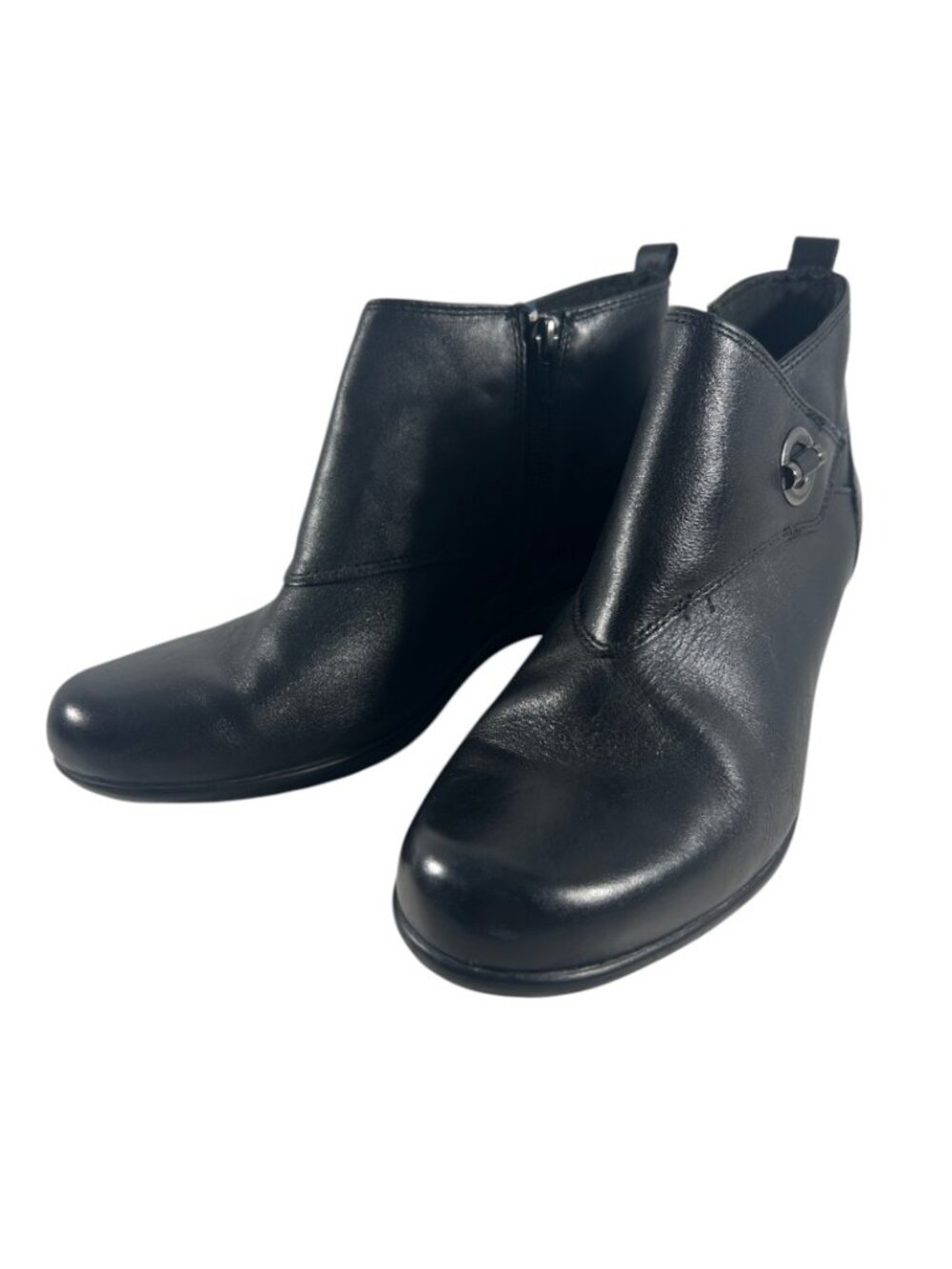 Clarks Collection Ankle Boots Womens Size 8.5 Black Leather Booties Malia Surf